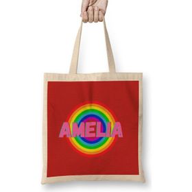 Humuts Amelia -Name Personalized Custom - Vintage Retro Rainbow Style Design Gift Baby-Gift For Her Bez Çanta