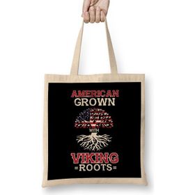 Humuts American Grown With Viking Roots Patriotic Norse Bez Çanta