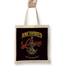 Humuts Anchored In Love Autism Awareness Support Autistic Ribbon Bez Çanta