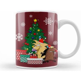 Humuts Angry Beavers Around The Christmas Tree Beyaz Kupa