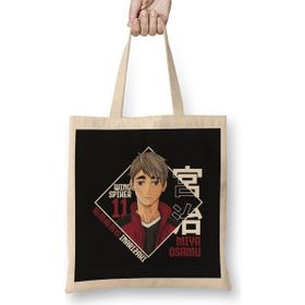 Humuts Anime Haikyuu Inarizaki High Miya Osamu Bez Uzun Saplı Açık Bej Rengi Çanta