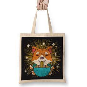 Humuts Anime Japan Ramen Kawaii Shiba Inu Bez Uzun Saplı Açık Bej Rengi Çanta