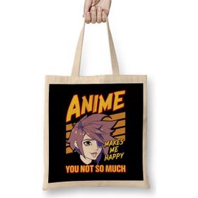 Humuts Anime Makes Me Happy You Not So Much Bez Uzun Saplı Açık Bej Rengi Çanta