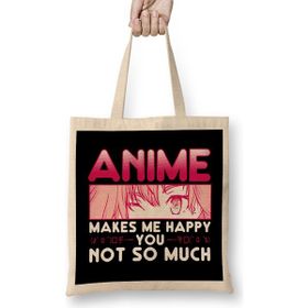 Humuts Anime Makes Me Happy You Not So Much Bez Uzun Saplı Açık Bej Rengi Çanta