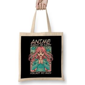 Humuts Anime Makes Me Happy You Not So Much Funny Anime Bez Uzun Saplı Açık Bej Rengi Çanta