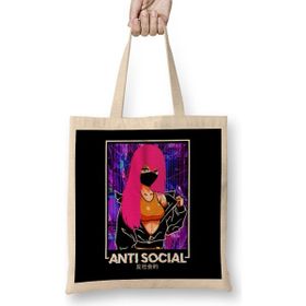 Humuts Anti Social Anime Girl Vaporwave Kawaii Aesthetic Bez Çanta