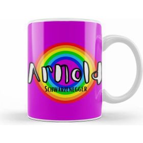 Humuts Arnold Schwarzenegger Retro Rainbow Style Beyaz Kupa