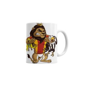 Humuts Aslan Kartal Kanarya Boğazlıyor Sarı Kırmızı Aslan T-Shirt Beyaz Kupa