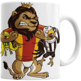 Humuts Aslan Kartal Kanarya Boğazlıyor Sarı Kırmızı Aslan T-Shirt Beyaz Kupa