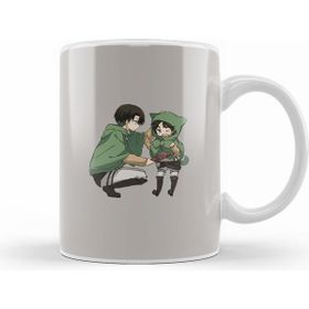 Humuts Attack On Titan Chibi Levi x Eren 01 Kupa Bardak