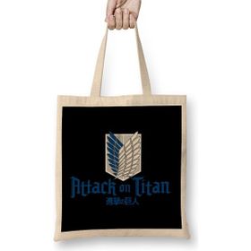 Humuts Attack On Titan Logo 01 Bez Uzun Saplı Açık Bej Rengi Çanta