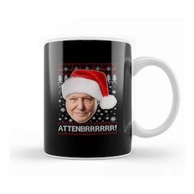 Humuts Attenbrrrrrr David Attenborough Christmas Knit Kupa Bardak