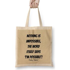 Humuts Audrey Hepburn Quote Bez Uzun Saplı Açık Bej Rengi Çanta