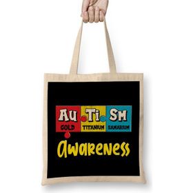 Humuts Autism Awareness Puzzle Chemical Periodic Table Bez Uzun Saplı Açık Bej Rengi Çanta