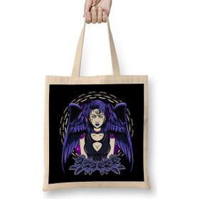 Humuts Awesome Gothic Angel Girl Wings Flowers Bez Uzun Saplı Açık Bej Rengi Çanta