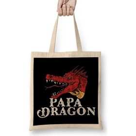 Humuts Awesome Papa Dragon Fearsome Dragon Fantasy Dad Bez Uzun Saplı Açık Bej Rengi Çanta