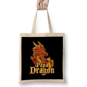 Humuts Awesome Papa Dragon Fearsome Dragon Fantasy Dad Bez Uzun Saplı Açık Bej Rengi Çanta