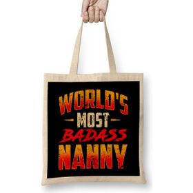 Humuts Awesome World's Most Badass Nanny Cute Babysitter Bez Uzun Saplı Açık Bej Rengi Çanta