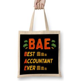 Humuts Bae Best Accountant Ever Cute Funny Accounting Bez Uzun Saplı Açık Bej Rengi Çanta
