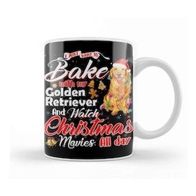 Humuts Bake Stuff With Golden Retriever And Watch Christmas Funny Kupa Bardak