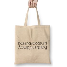 Humuts Baktun Olmay Bakmayacasun Bez Uzun Saplı Açık Bej Rengi Çanta