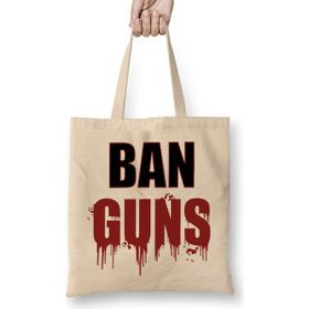Humuts Ban Guns Stop Guns Violence Bez Uzun Saplı Açık Bej Rengi Çanta