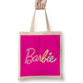 Humuts Barbie Logo Bez Uzun Saplı Açık Bej Rengi Çanta