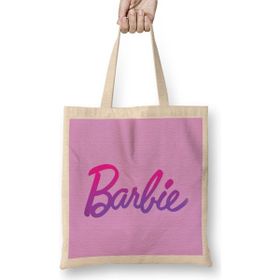 Humuts Barbie Purple Shade Logo Bez Uzun Saplı Açık Bej Rengi Çanta