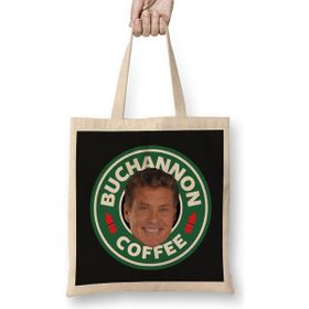 Humuts Baywatch Buchannon Coffee David Hasselhoff Starbucks Logo Bez Uzun Saplı Açık Bej Rengi Çanta