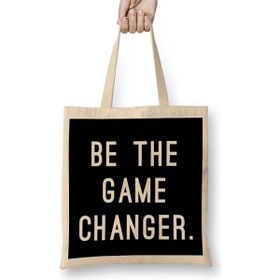Humuts Be The Game Changer Açık Bej Uzun Saplı Bez Çanta