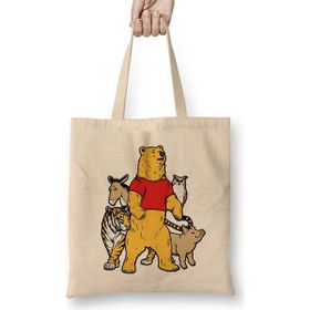 Humuts Bear and Friends Winnie the Pooh Uzun Saplı Açık Bej Bez Çanta