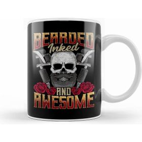 Humuts Bearded Inked And Awesome Funny Tattooed Dad Kupa Bardak