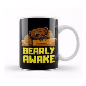 Humuts Bearly Awake Sleeping Bear Funny Barely Sleepy Pun Kupa Bardak