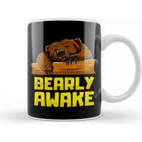 Humuts Bearly Awake Sleeping Bear Funny Barely Sleepy Pun Kupa Bardak