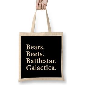 Humuts Bears Beets Battlestar Galactica the Office Jim Halpert Dwight Schrute Funny Dwight Schrute Off Uzun Saplı Açık Bej Bez Çanta