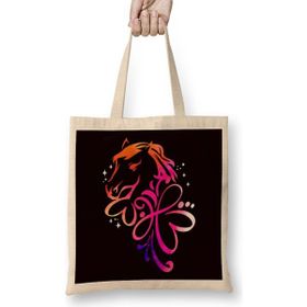 Humuts Beautiful Horse Head Equestrian Sport Dressage Saddle Stable Uzun Saplı Açık Bej Bez Çanta