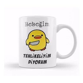 Humuts Bebeğim Tehlikeliyim Diyorum Sarı Civciv Komik Kupa Bardak