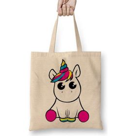 Humuts Bebek Unicorn Açık Bej Uzun Saplı Bez Çanta