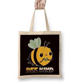 Humuts Bee Kind Autism Awareness Autistic Puzzle Health Support Uzun Saplı Açık Bej Bez Çanta