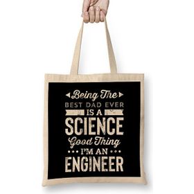 Humuts Being the Best Dad Ever is a Science Engineer Uzun Saplı Açık Bej Bez Çanta