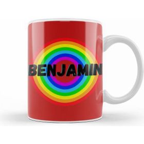 Humuts Benjamin Name Custom Vintage Retro Rainbow Style Design Giftbaby Gift For Him Kupa Bardak