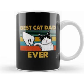 Humuts Best Cat Dad Ever Funny Cat Dad Father Vintage Gift Kupa Bardak