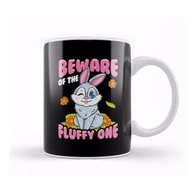 Humuts Beware Of The Fluffy One Adorable Bunny Rabbit Kupa Bardak