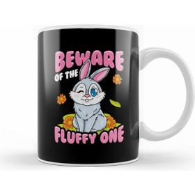 Humuts Beware Of The Fluffy One Adorable Bunny Rabbit Kupa Bardak