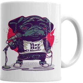 Humuts Black Dog Pug Köpek Beyaz Kupa