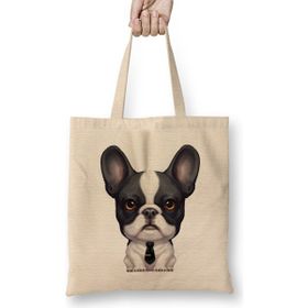 Humuts Brindle Pied French Bulldog Wearing A Tie Bez Çanta