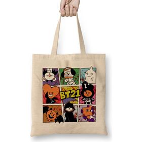 Humuts BT21 Halloween 01 Uzun Saplı Bez Kadın Günlük Çanta