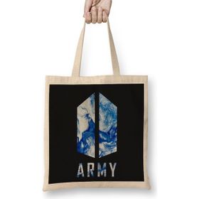 Humuts Bts Army Logo Abstract Ocean Blue Sea Kpop Army Bez Çanta
