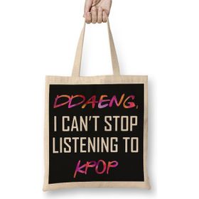 Humuts Bts Ddaeng I Can't Stop Listening To Kpop Army Bez Uzun Saplı Açık Bej Rengi Çanta