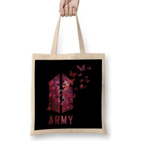 Humuts Bts Wings Logo With Destructive Butterfly Red Galaxy Army Kpop Bez Çanta
